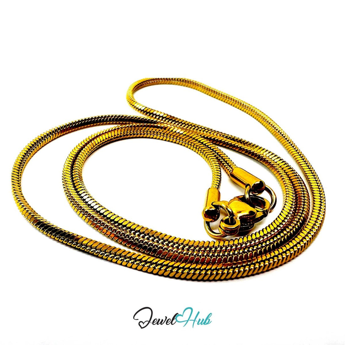 Gold Stainless Steel Square Snake Chain Necklace 1.8mm | 45cm - JewelHub.co.uk