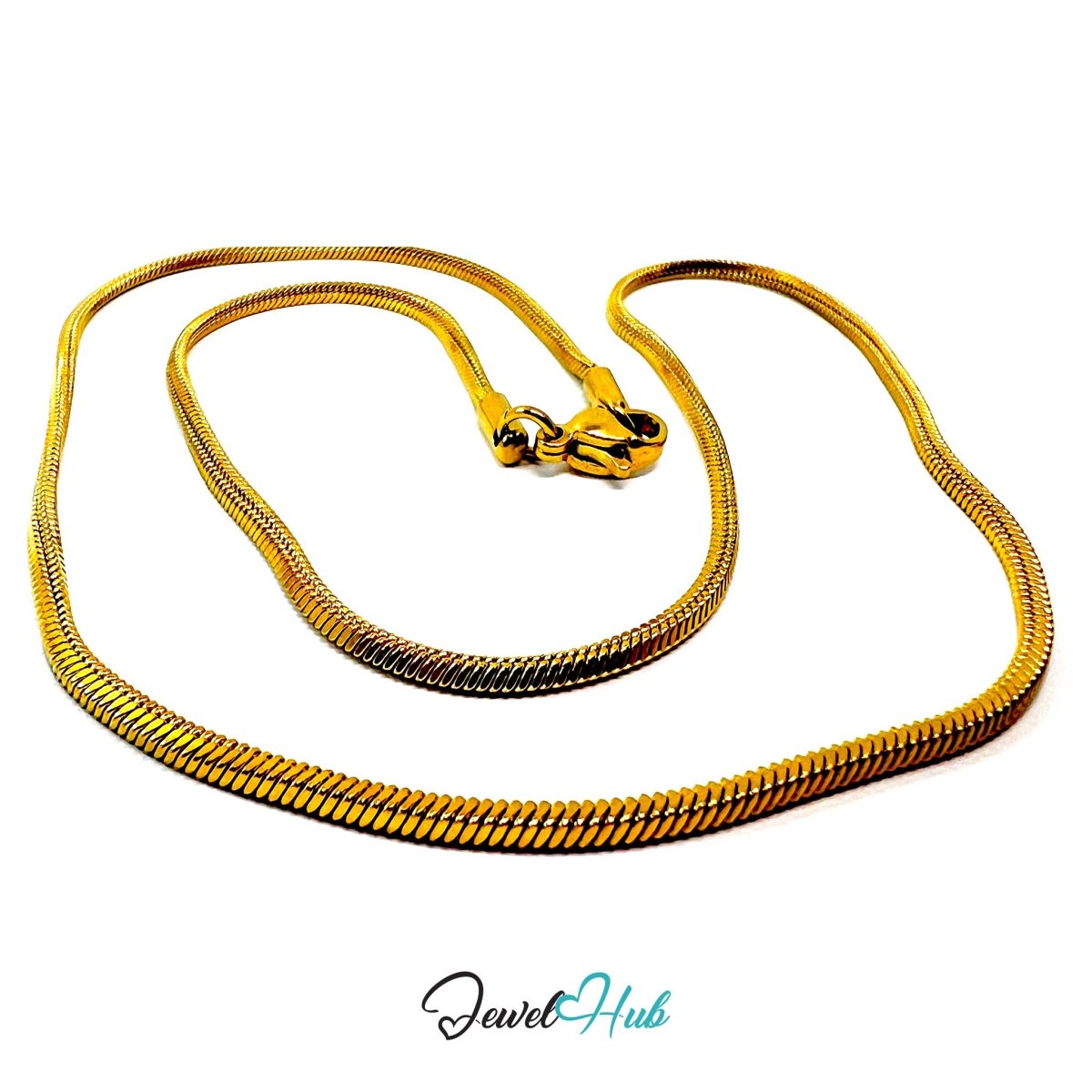 Gold Stainless Steel Square Snake Chain Necklace 1.8mm | 45cm - JewelHub.co.uk