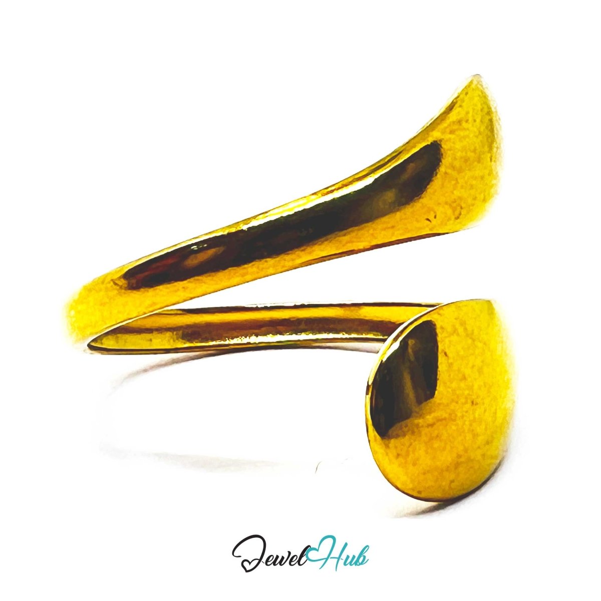 Gold Teardrop Wrap Adjustable Stainless Steel Statement Ring - JewelHub.co.uk