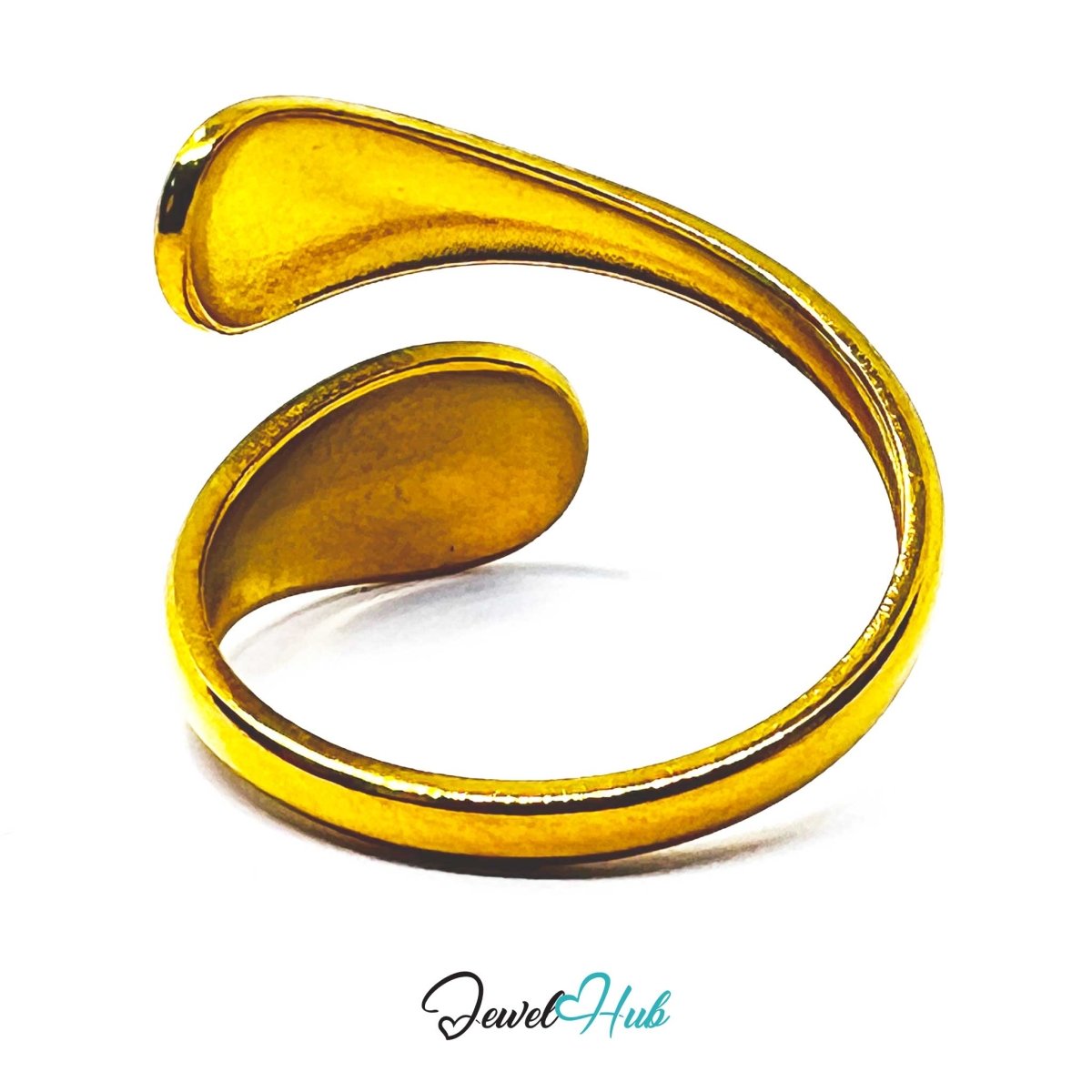 Gold Teardrop Wrap Adjustable Stainless Steel Statement Ring - JewelHub.co.uk
