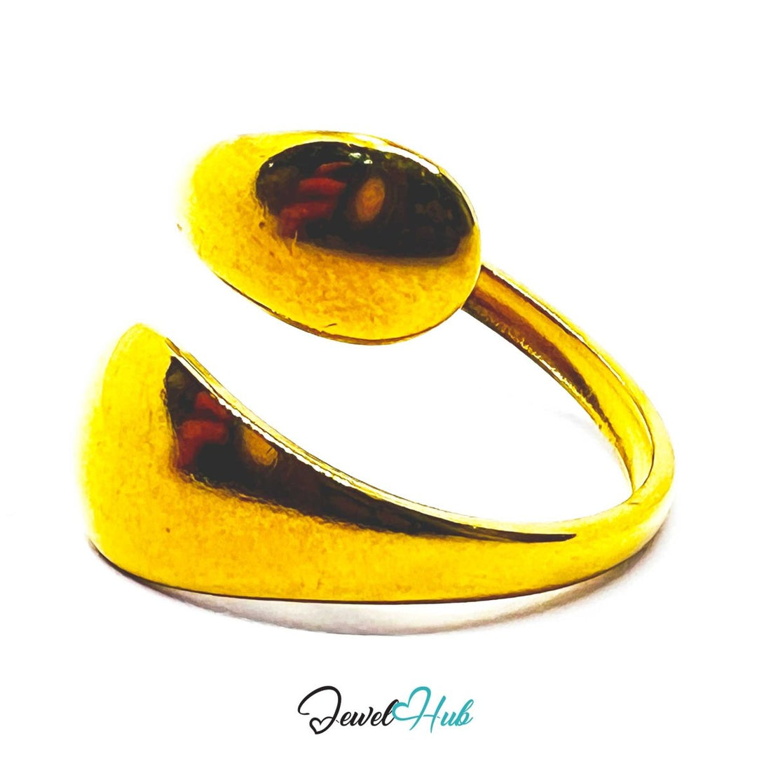 Gold Teardrop Wrap Adjustable Stainless Steel Statement Ring - JewelHub.co.uk