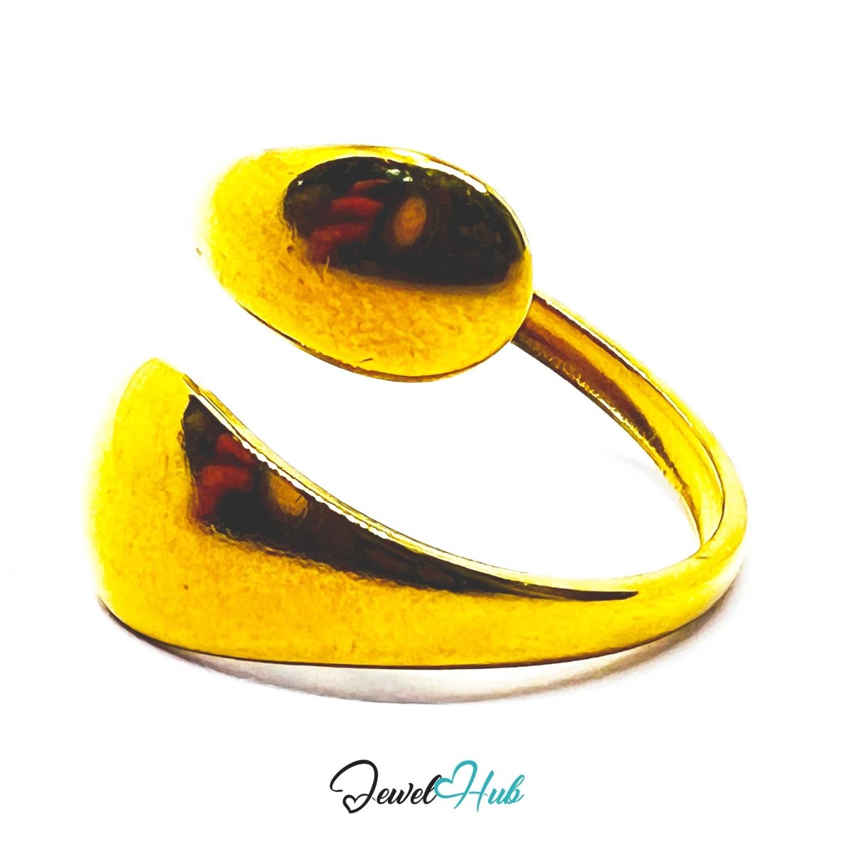 Gold Teardrop Wrap Adjustable Stainless Steel Statement Ring - JewelHub.co.uk