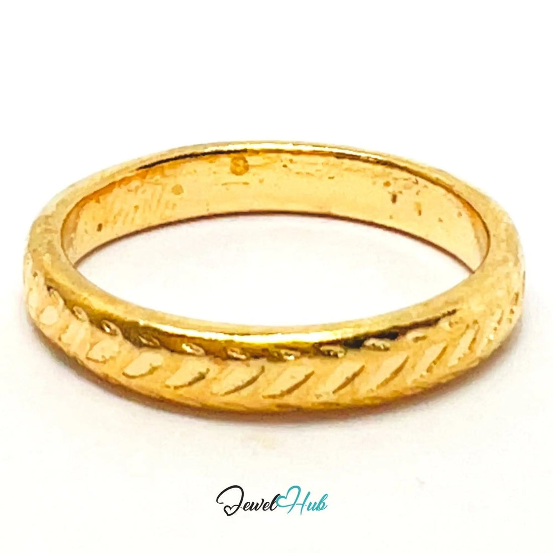 Zinc Alloy Ring Gold Laurel Wreath Textured Band - UK P Gold Plated - JewelHub.co.uk