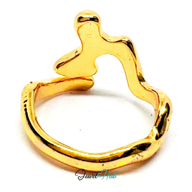 Golden Form 💛 Zinc Gold Plated Abstract Ring UK O · US 7.5 · Sculptural Statement - JewelHub.co.uk