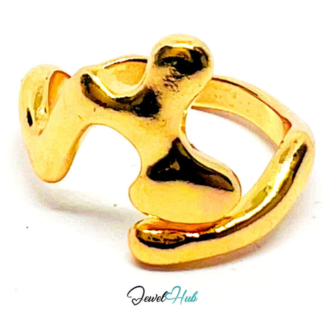 Golden Form 💛 Zinc Gold Plated Abstract Ring UK O · US 7.5 · Sculptural Statement - JewelHub.co.uk