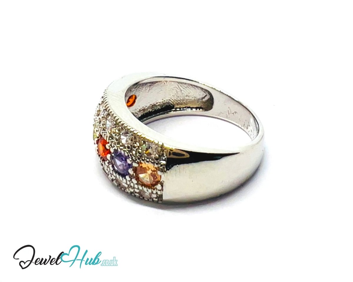 Golden Harmony Ring ✨ Premium Copper · Silver Plated Copper · Gemstone Bloom - JewelHub.co.uk