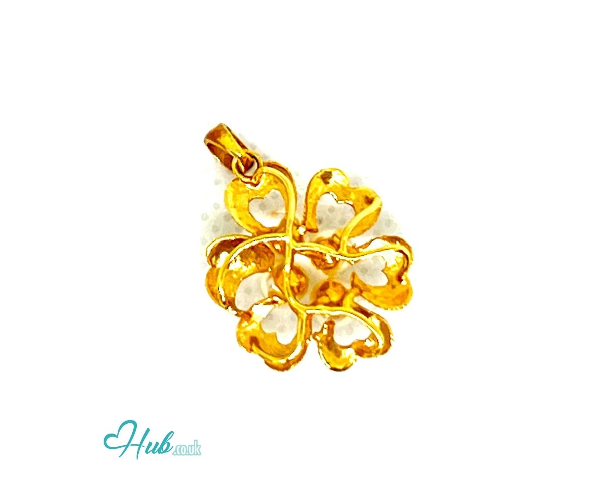 Golden Petals | Floral Elegance Pearl Pendant in 14K Solid Gold - JewelHub.co.uk