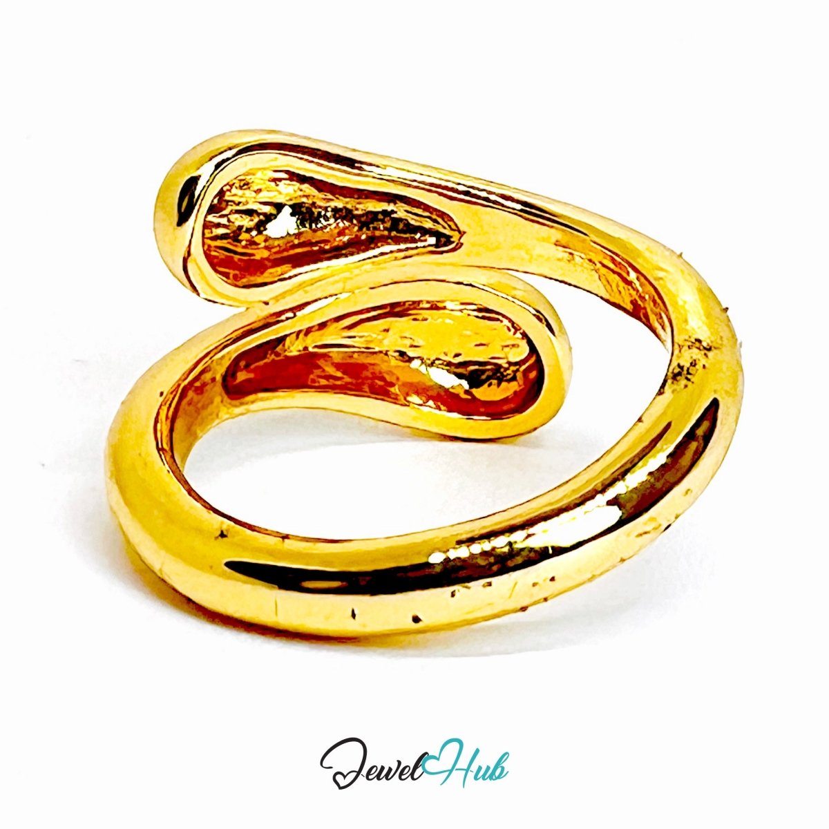 Golden Teardrop Wrap Zinc Alloy Ring · Fluid Double Size Band - JewelHub.co.uk