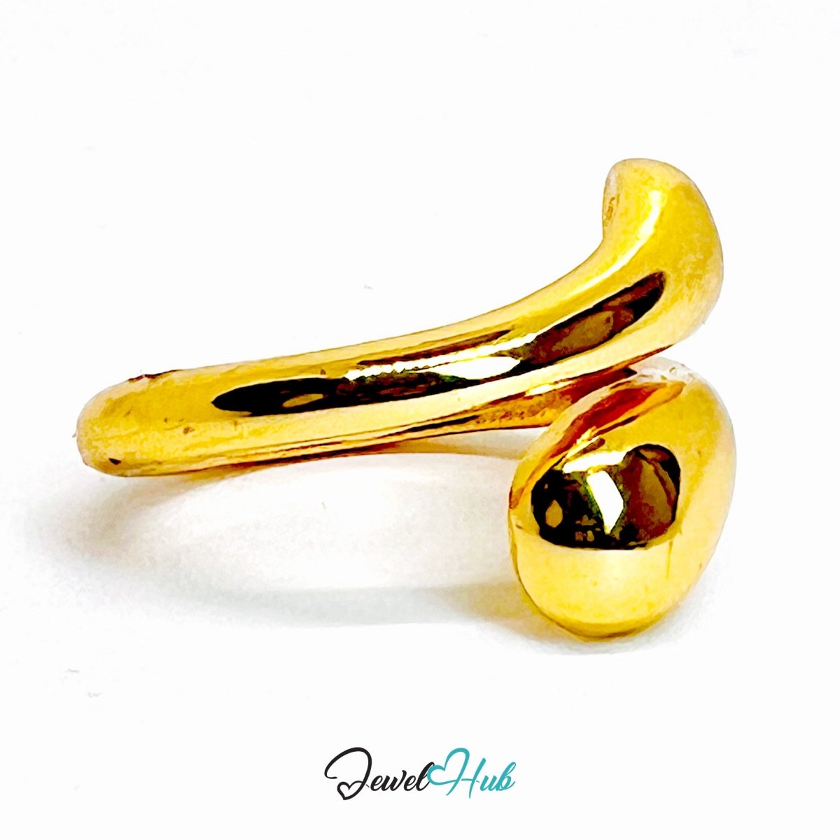 Golden Teardrop Wrap Zinc Alloy Ring · Fluid Double Size Band - JewelHub.co.uk