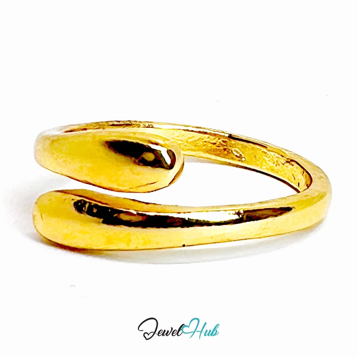 Golden Teardrop Wrap Zinc Alloy Ring · Minimalist Open Band - JewelHub.co.uk
