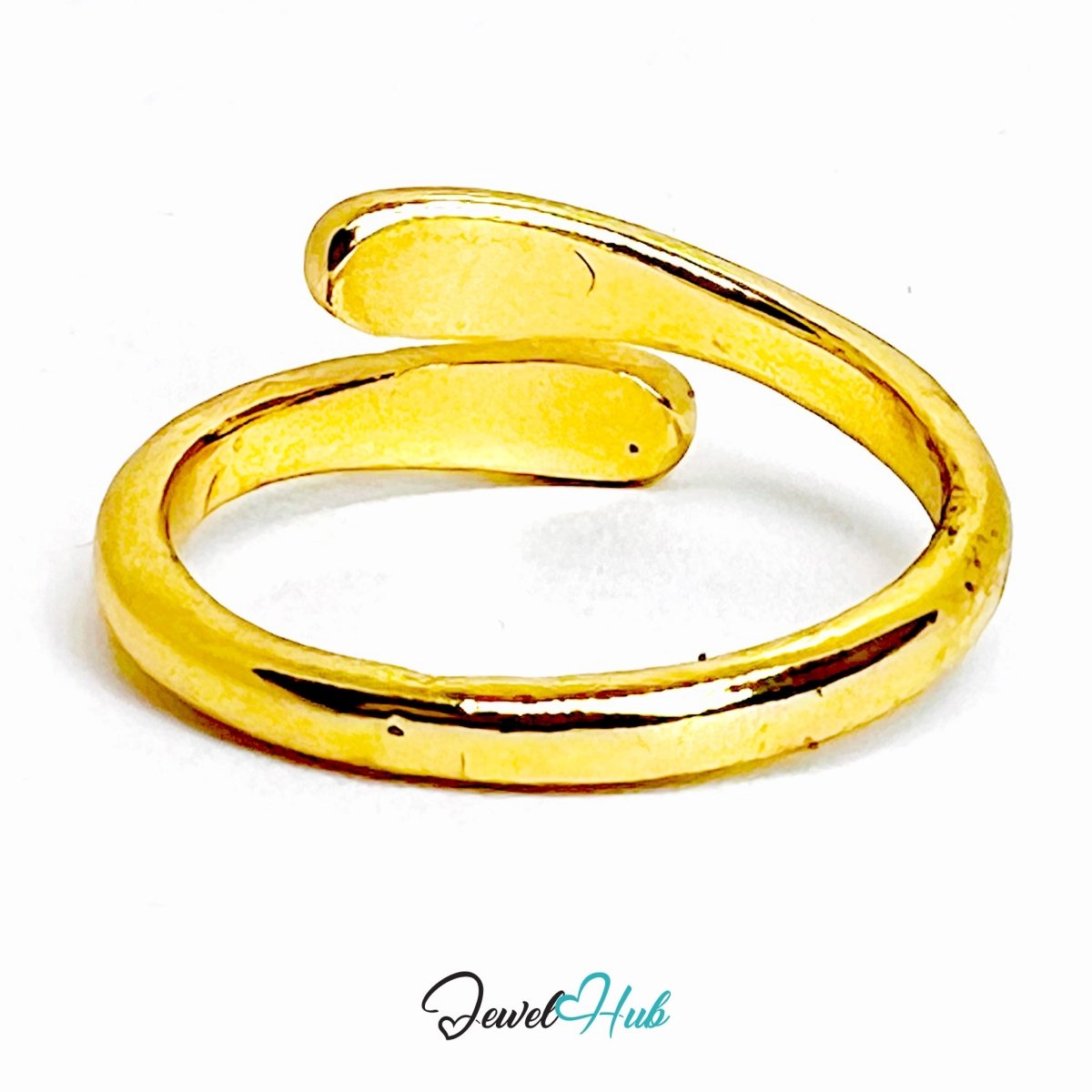 Golden Teardrop Wrap Zinc Alloy Ring · Minimalist Open Band - JewelHub.co.uk