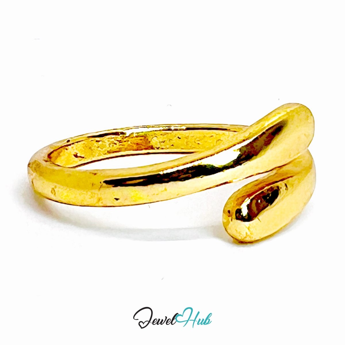 Golden Teardrop Wrap Zinc Alloy Ring · Minimalist Open Band - JewelHub.co.uk