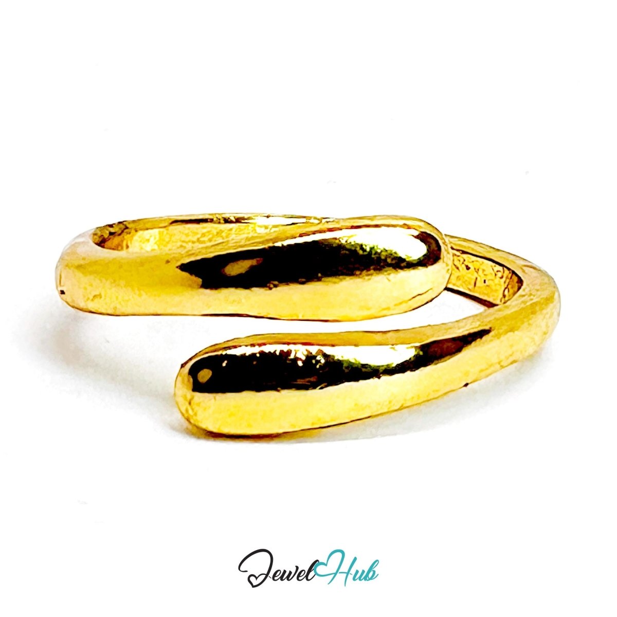 Golden Teardrop Wrap Zinc Alloy Ring · Minimalist Open Band - JewelHub.co.uk