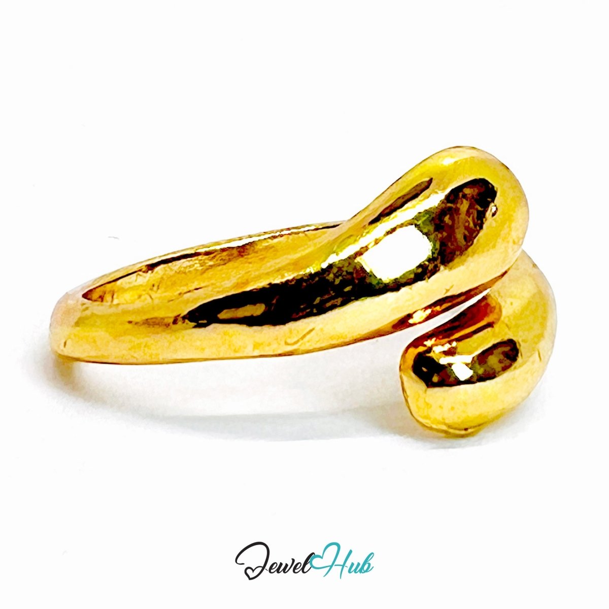 Golden Teardrop Wrap Zinc Alloy Ring · Sculptural Gold Band - JewelHub.co.uk