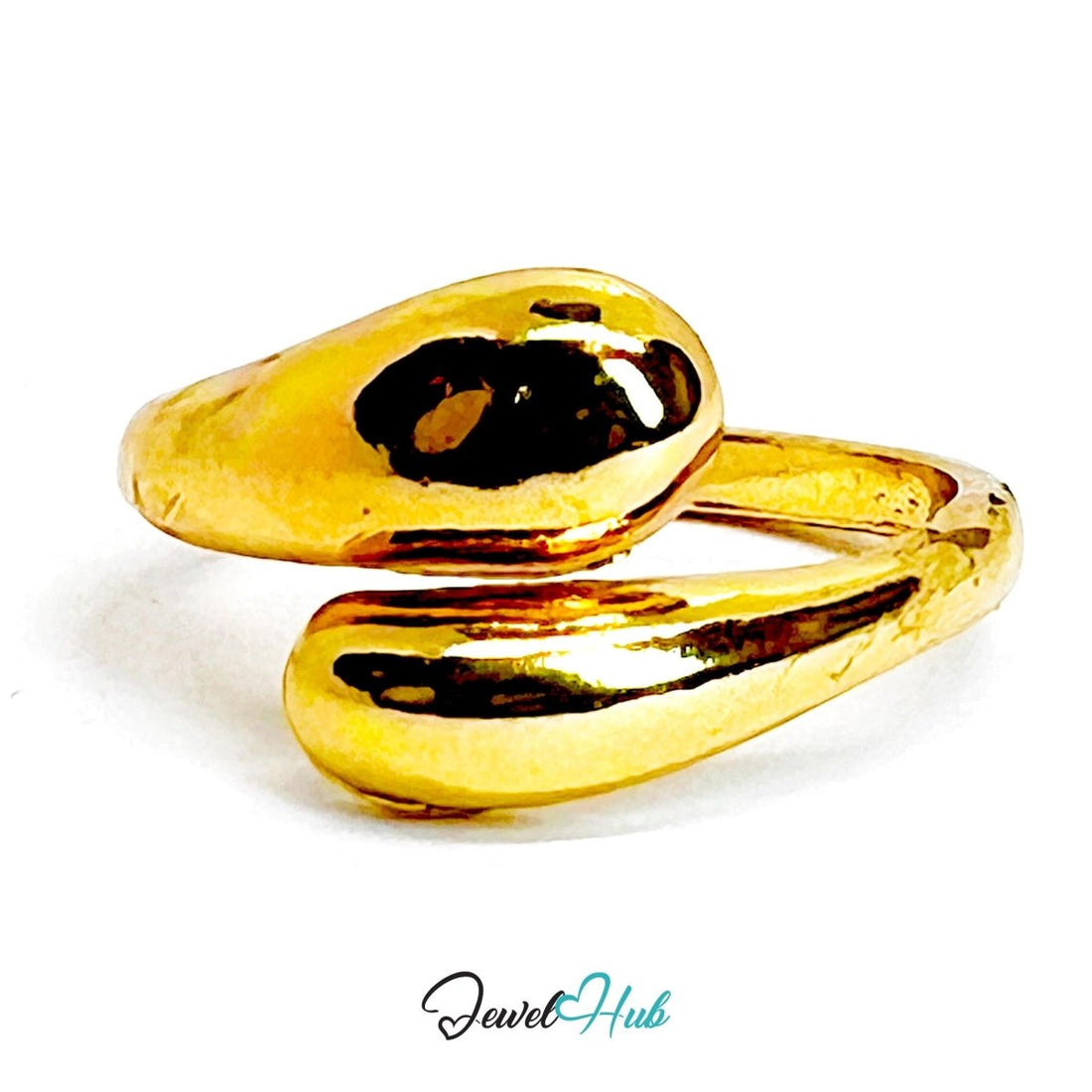 Golden Teardrop Wrap Zinc Alloy Ring · Sculptural Gold Band - JewelHub.co.uk