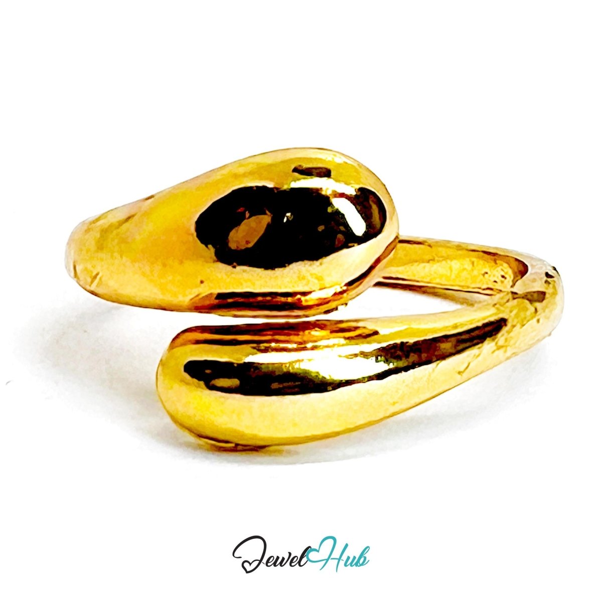 Golden Teardrop Wrap Zinc Alloy Ring · Sculptural Gold Band - JewelHub.co.uk