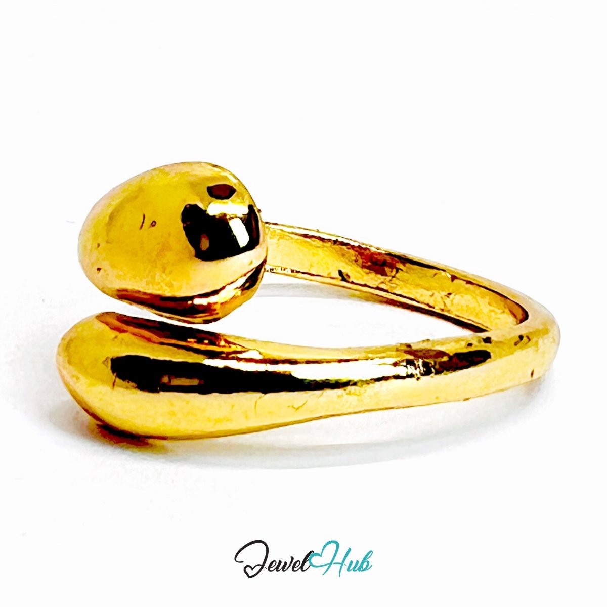 Golden Teardrop Wrap Zinc Alloy Ring · Sculptural Gold Band - JewelHub.co.uk