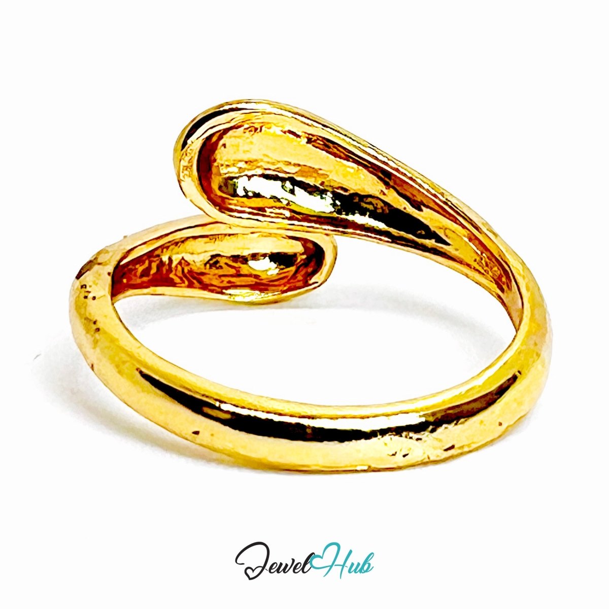 Golden Teardrop Wrap Zinc Alloy Ring · Sculptural Gold Band - JewelHub.co.uk