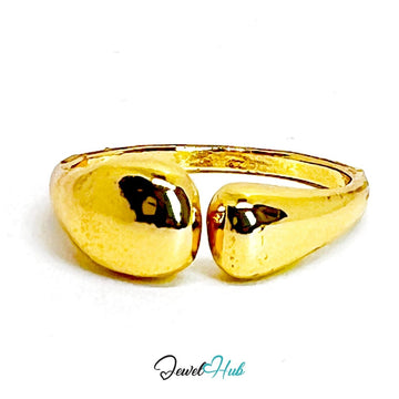 Golden Teardrop Wrap Zinc Alloy Ring · Sculptural Split Band - JewelHub.co.uk