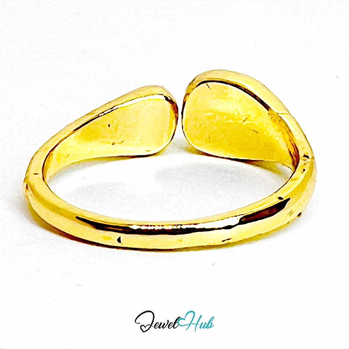 Golden Teardrop Wrap Zinc Alloy Ring · Sculptural Split Band - JewelHub.co.uk