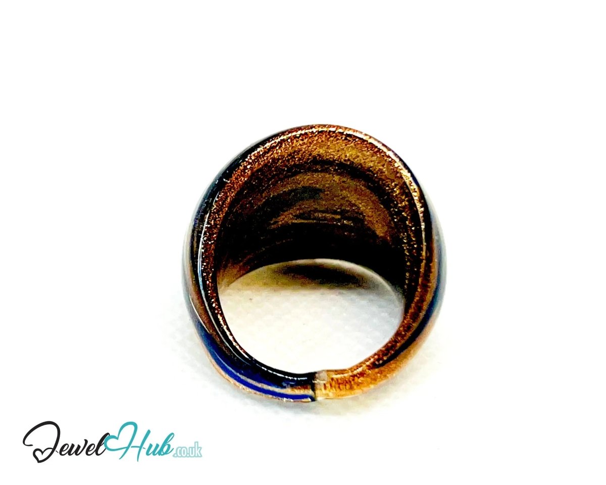 GoldGrid 🖤 Glass Ring – UK O · US 7.5 · Giant Series · Checkered Statement · 9.26g - JewelHub.co.uk