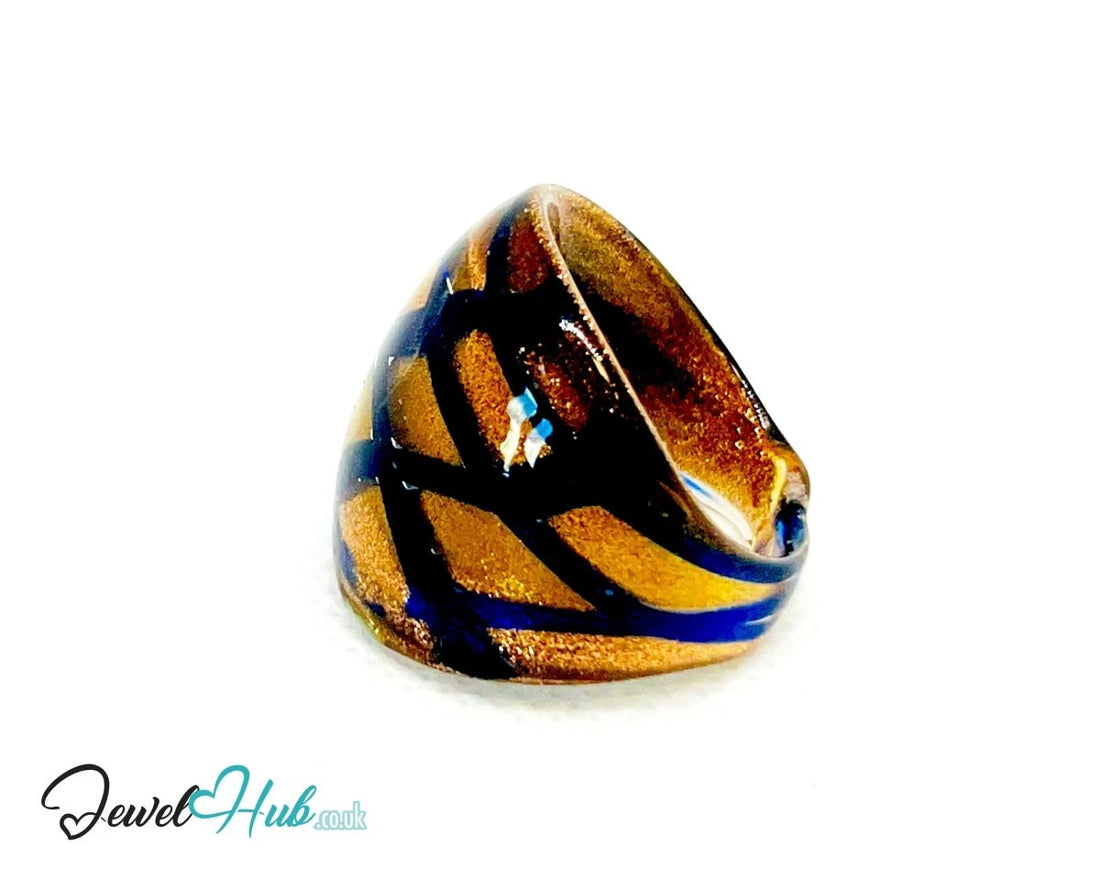 GoldGrid 🖤 Glass Ring – UK O · US 7.5 · Giant Series · Checkered Statement · 9.26g - JewelHub.co.uk