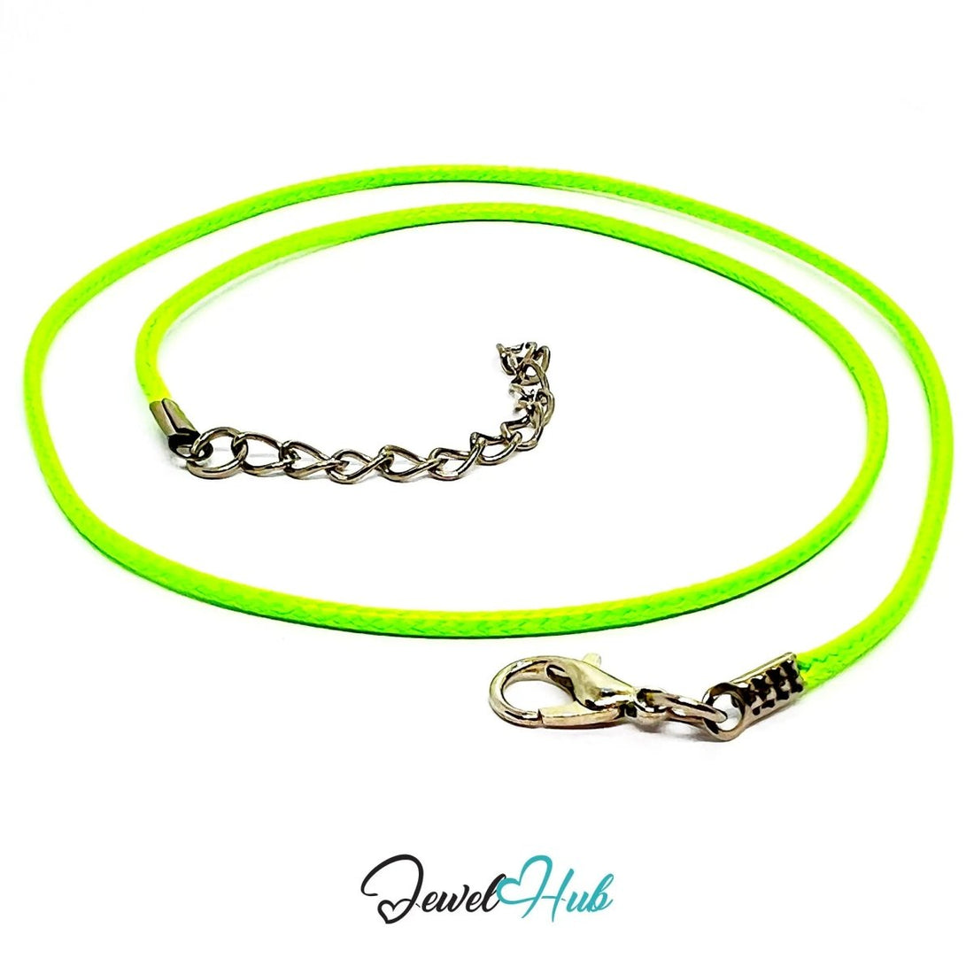 Green Faux Leather Cord Necklace – 40cm Layering Base (Silver Clasp) - JewelHub.co.uk