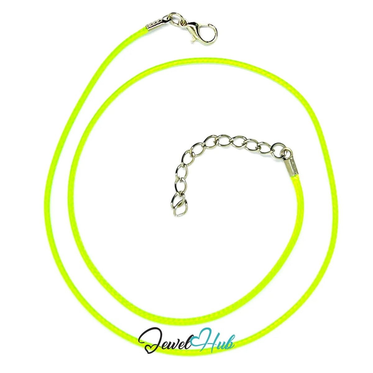 Green Faux Leather Cord Necklace – 40cm Layering Base (Silver Clasp) - JewelHub.co.uk