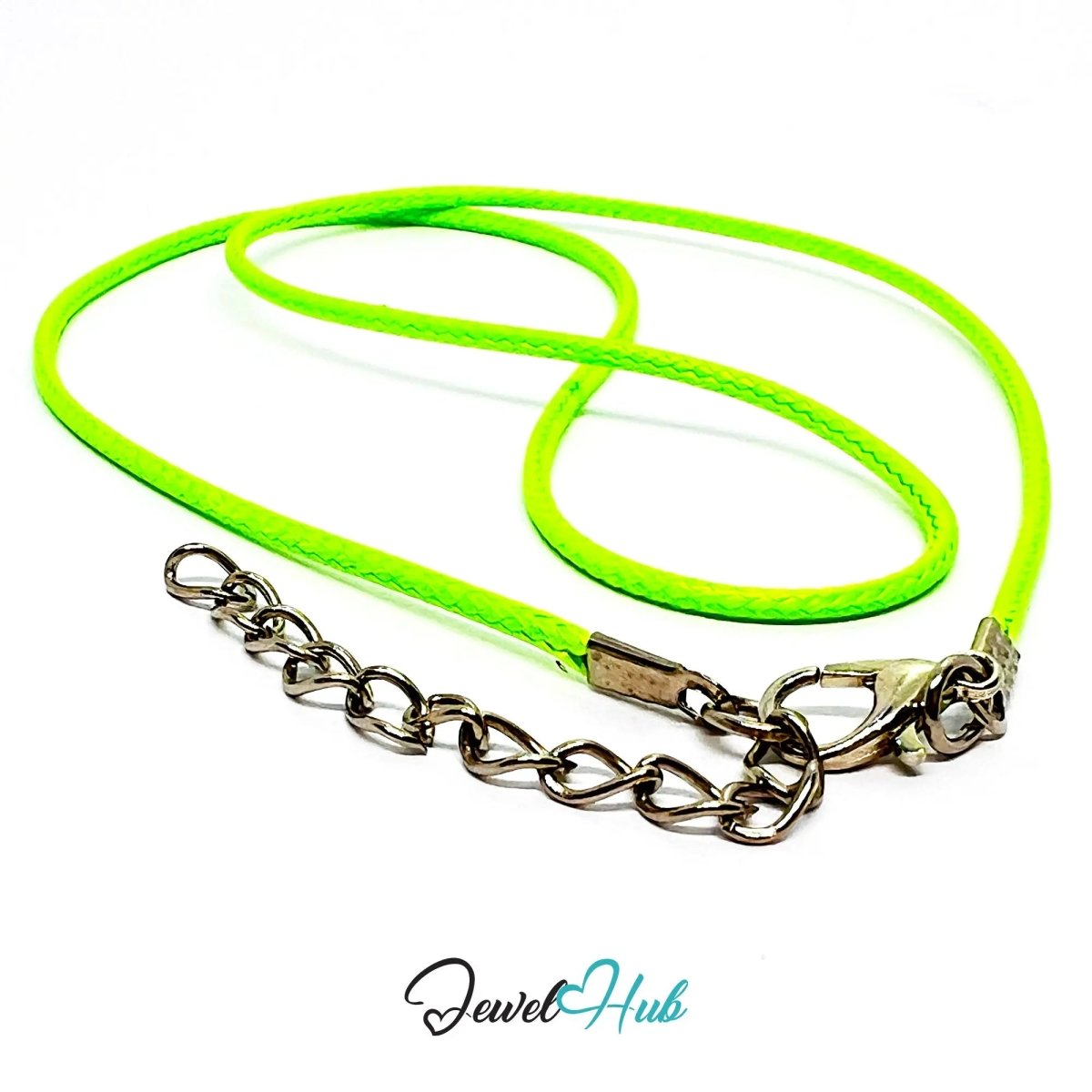 Green Faux Leather Cord Necklace – 40cm Layering Base (Silver Clasp) - JewelHub.co.uk