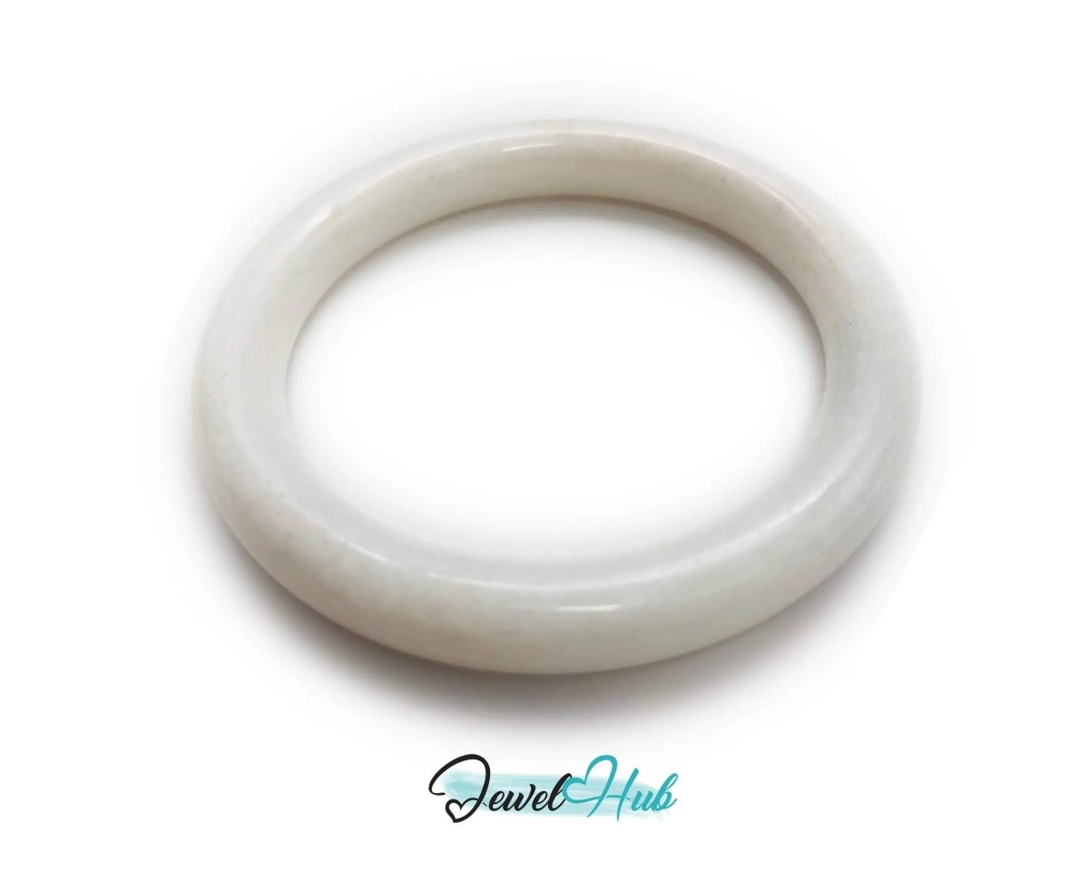 Harmony Bloom · White Nephrite Jade Bracelet · Calming Gift for Emotional Renewal - JewelHub.co.uk
