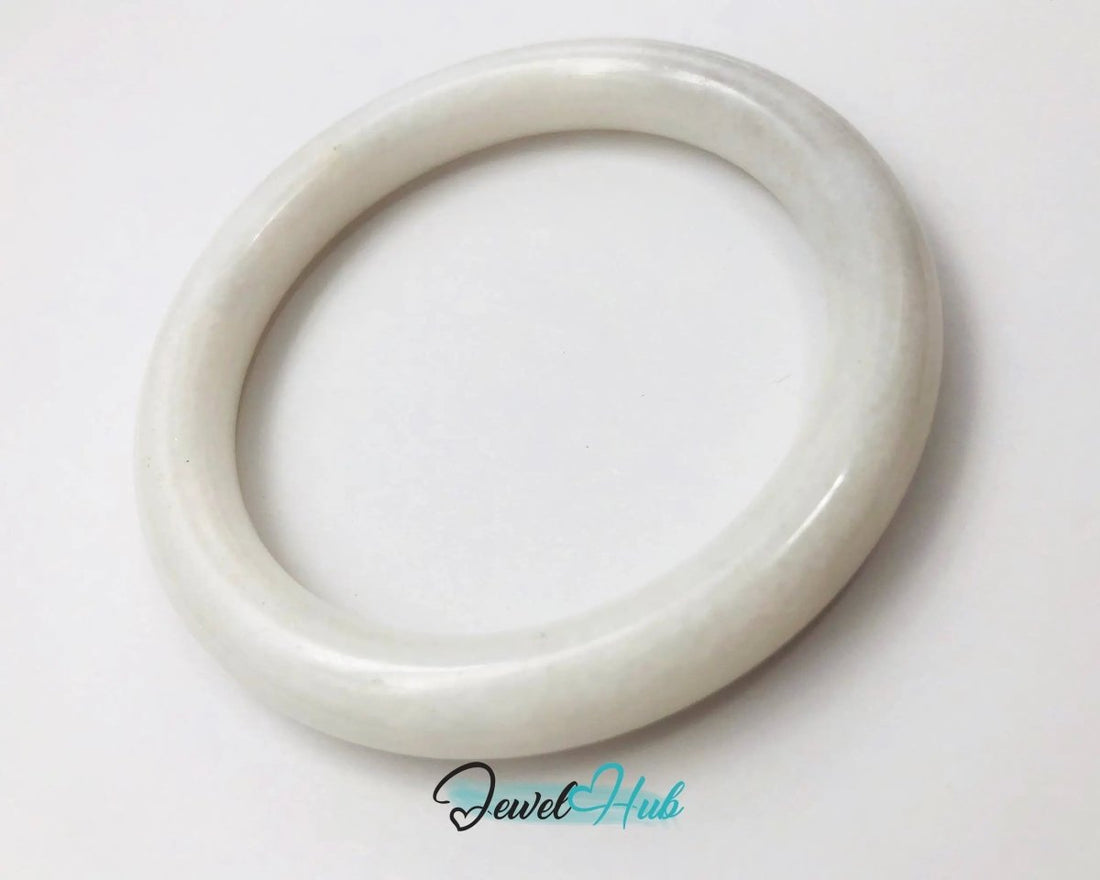 Harmony Bloom · White Nephrite Jade Bracelet · Calming Gift for Emotional Renewal - JewelHub.co.uk