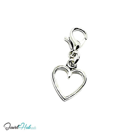 Hollow Heart MiniCharms – Rose Gold & Silver - Plated Charm for Connection | Necklace or Bracelet Options | Zinc Alloy Charms - JewelHub.co.uk
