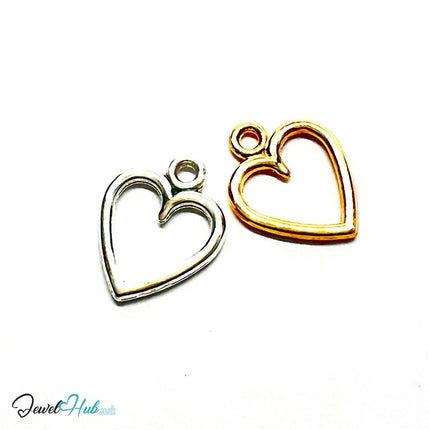 Hollow Heart MiniCharms – Rose Gold & Silver - Plated Charm for Connection | Necklace or Bracelet Options | Zinc Alloy Charms - JewelHub.co.uk