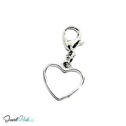 Hollow Heart MiniCharms – Silver - Plated Heartline Detail | Necklace or Bracelet Options | Zinc Alloy Charms - JewelHub.co.uk