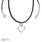 Wider Heart / With Faux Leather Necklace