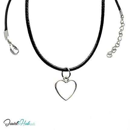 Hollow Heart MiniCharms – Silver - Plated Heartline Detail | Necklace or Bracelet Options | Zinc Alloy Charms - JewelHub.co.uk