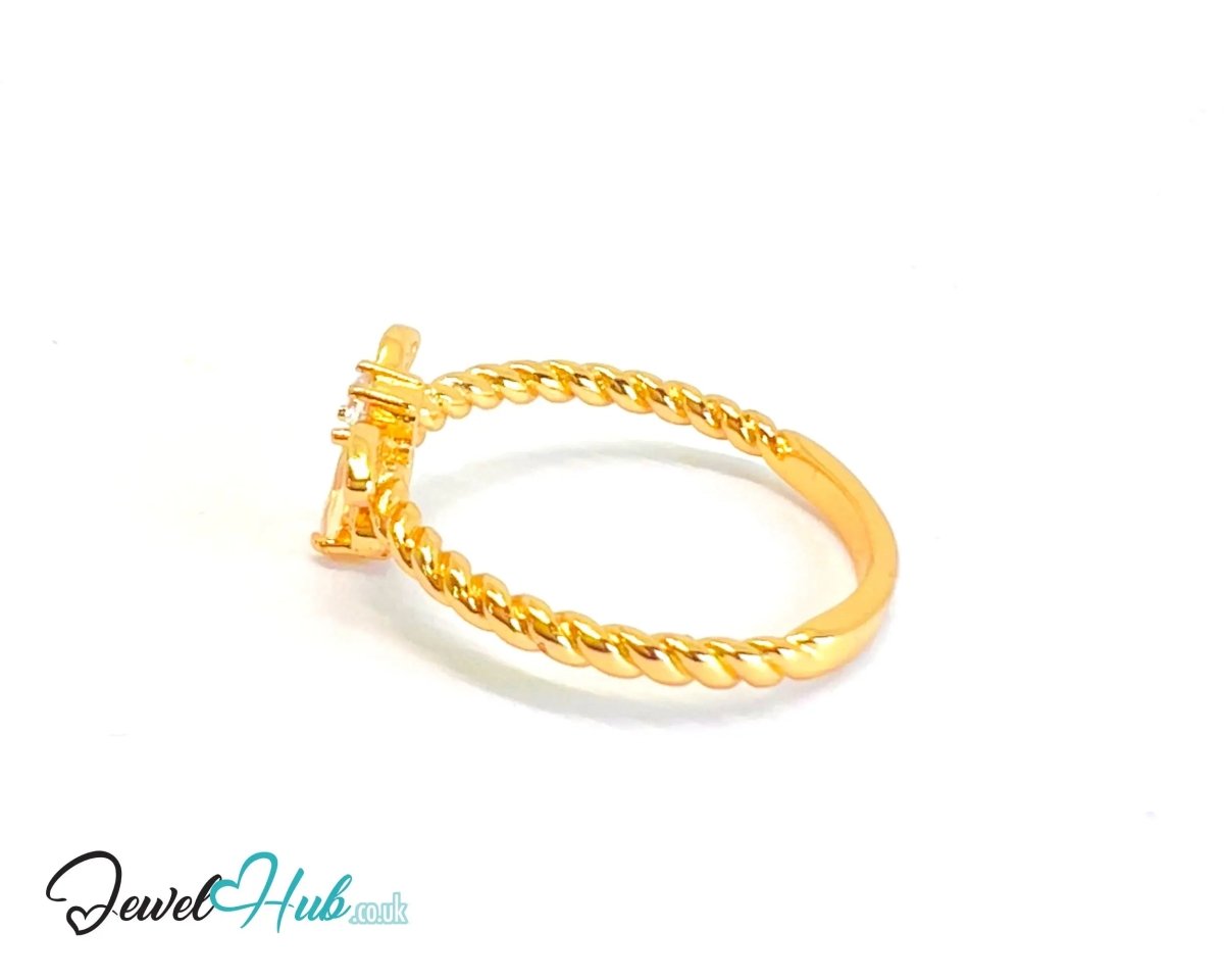 Honeylight Bee Ring 🔱 Gold - Plated Copper Ring · UK S · US 9.5 · Light Orange Gem · CZ Wings - JewelHub.co.uk