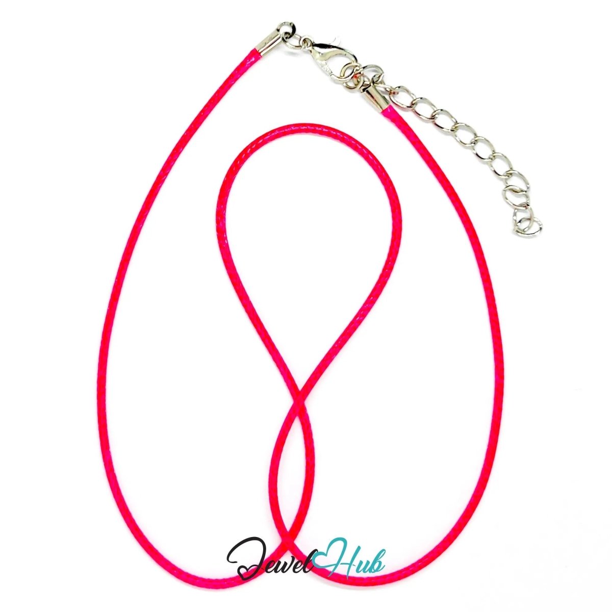 Hot Pink Faux Leather Cord Necklace – 40cm Layering Base (Silver Clasp) - JewelHub.co.uk