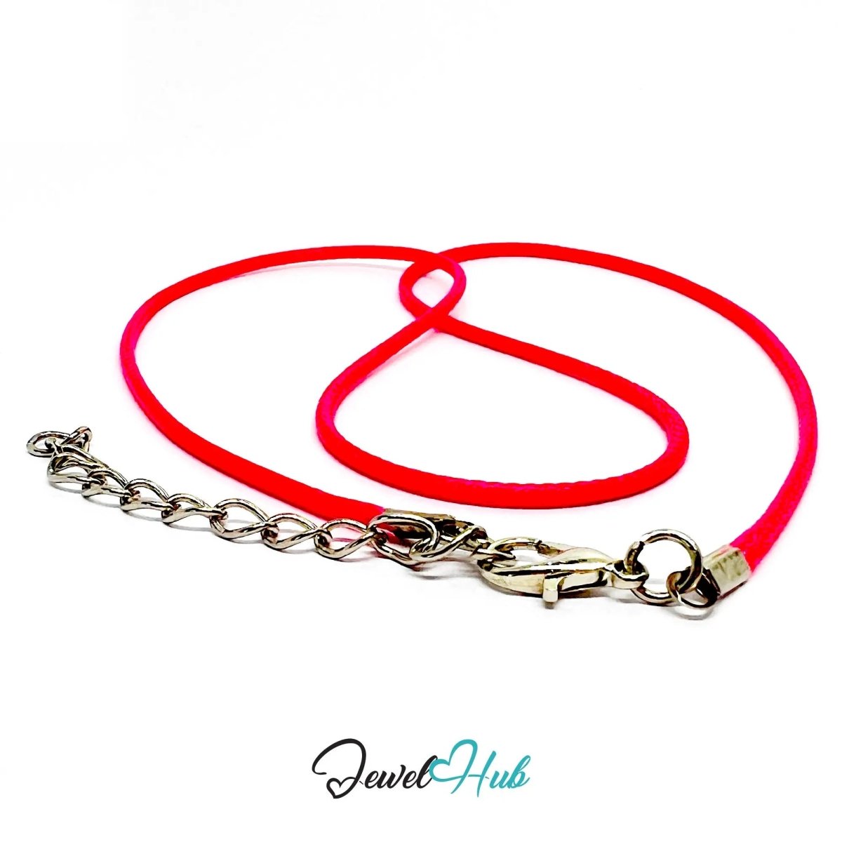 Hot Pink Faux Leather Cord Necklace – 40cm Layering Base (Silver Clasp) - JewelHub.co.uk