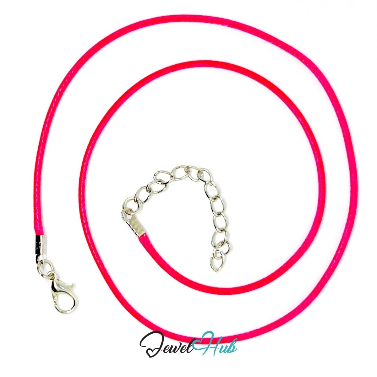 Hot Pink Faux Leather Cord Necklace – 40cm Layering Base (Silver Clasp) - JewelHub.co.uk