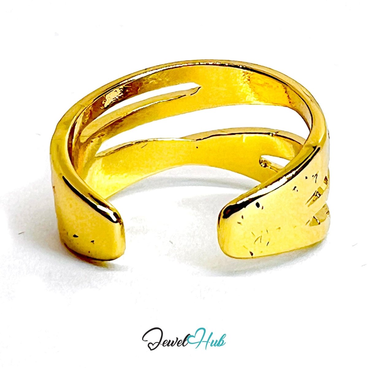 Intertwine Gold - Plated Zinc Ring · Sculptural Cross Band Design - JewelHub.co.uk