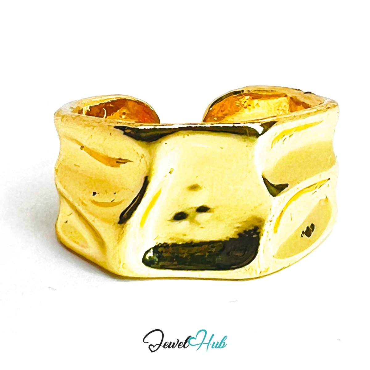 Irregular Organic Gold - Plated Ring – Sculptural Asymmetric Form - JewelHub.co.uk