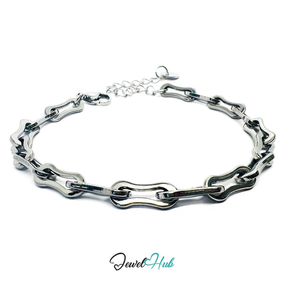 Irregular Paperclip Link Stainless Steel Bracelet – Adjustable - JewelHub.co.uk