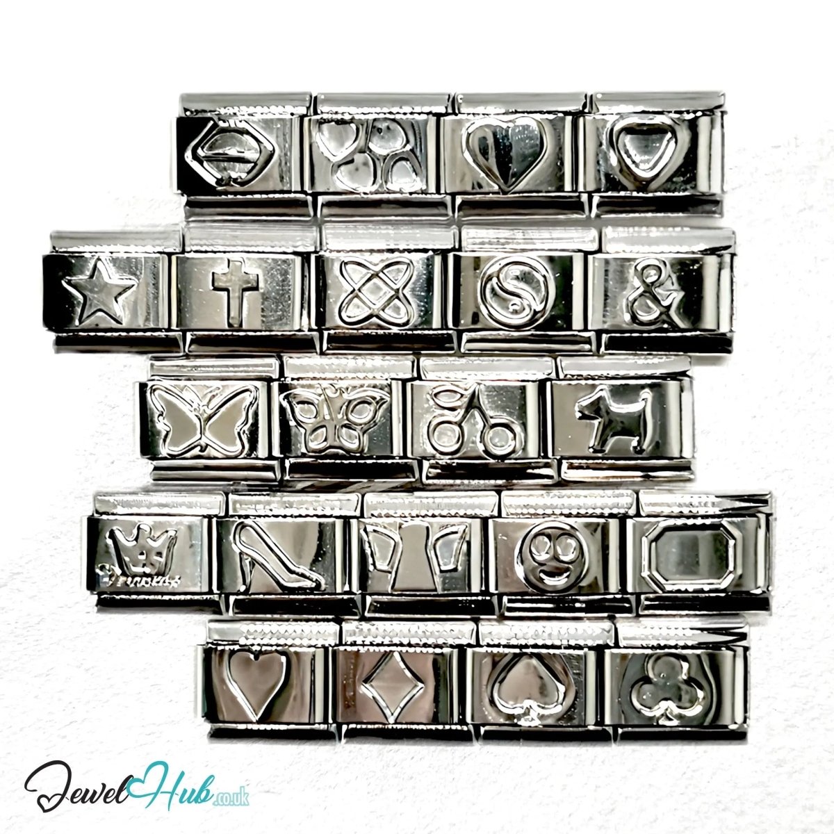 Italian Bracelet Charm by FortunaLink™ Silver Stainless Steel Charm - JewelHub.co.uk