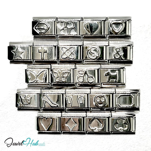 Italian Bracelet Charm by FortunaLink™ Silver Stainless Steel Charm - JewelHub.co.uk