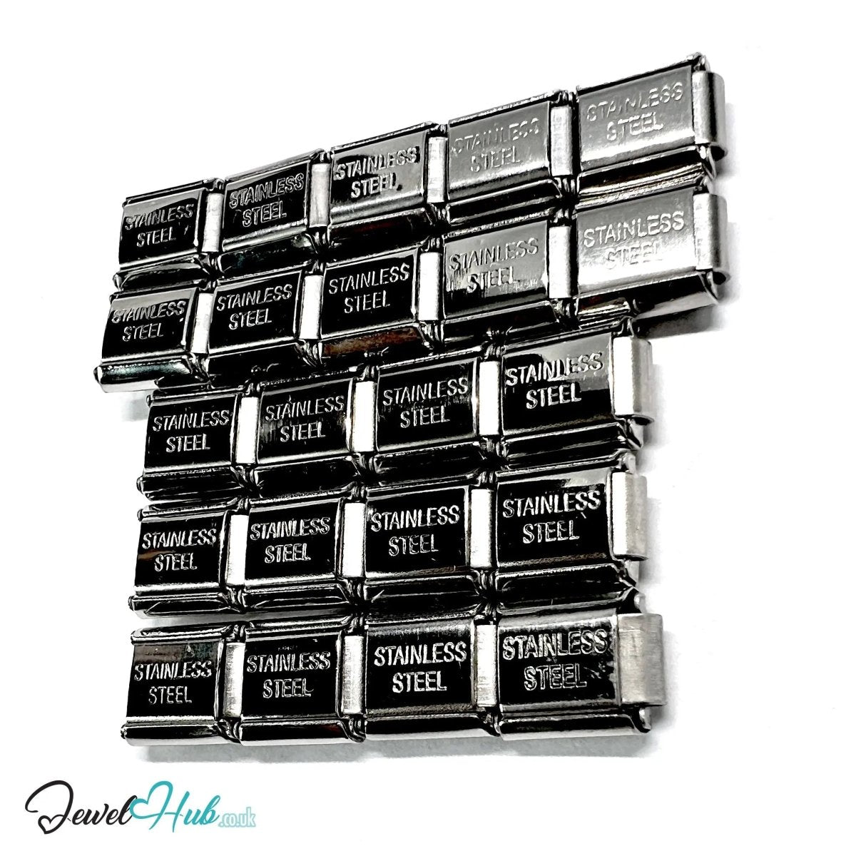 Italian Bracelet Charm by FortunaLink™ Silver Stainless Steel Charm - JewelHub.co.uk