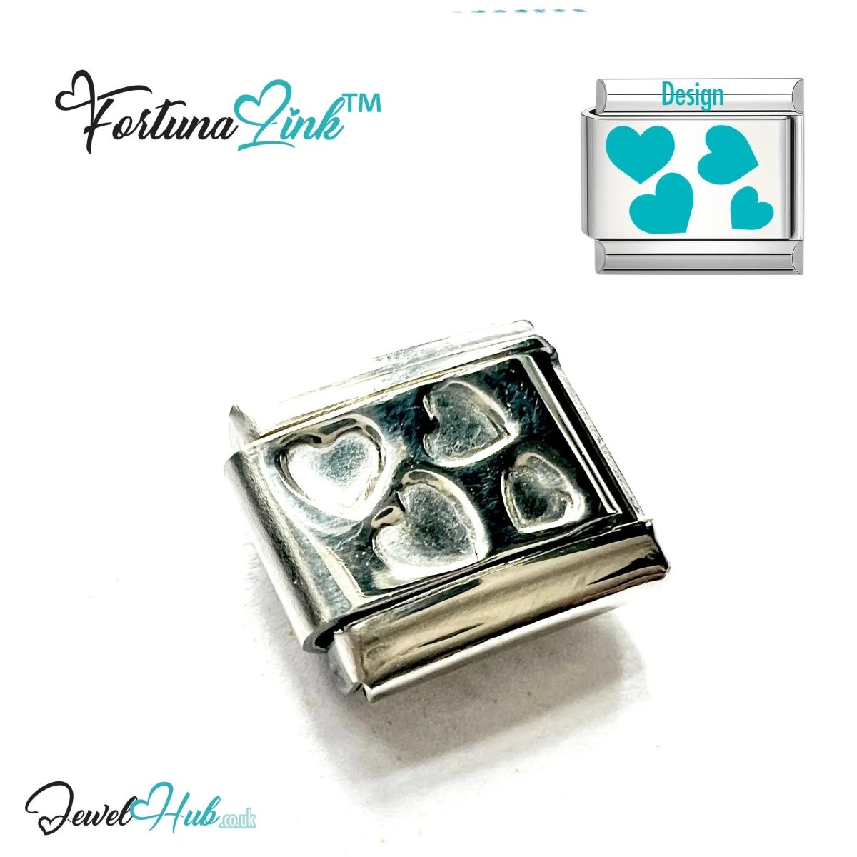 Italian Bracelet Charm by FortunaLink™ Silver Stainless Steel Charm - JewelHub.co.uk