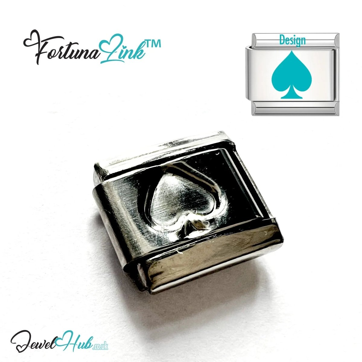 Italian Bracelet Charm by FortunaLink™ Silver Stainless Steel Charm - JewelHub.co.uk