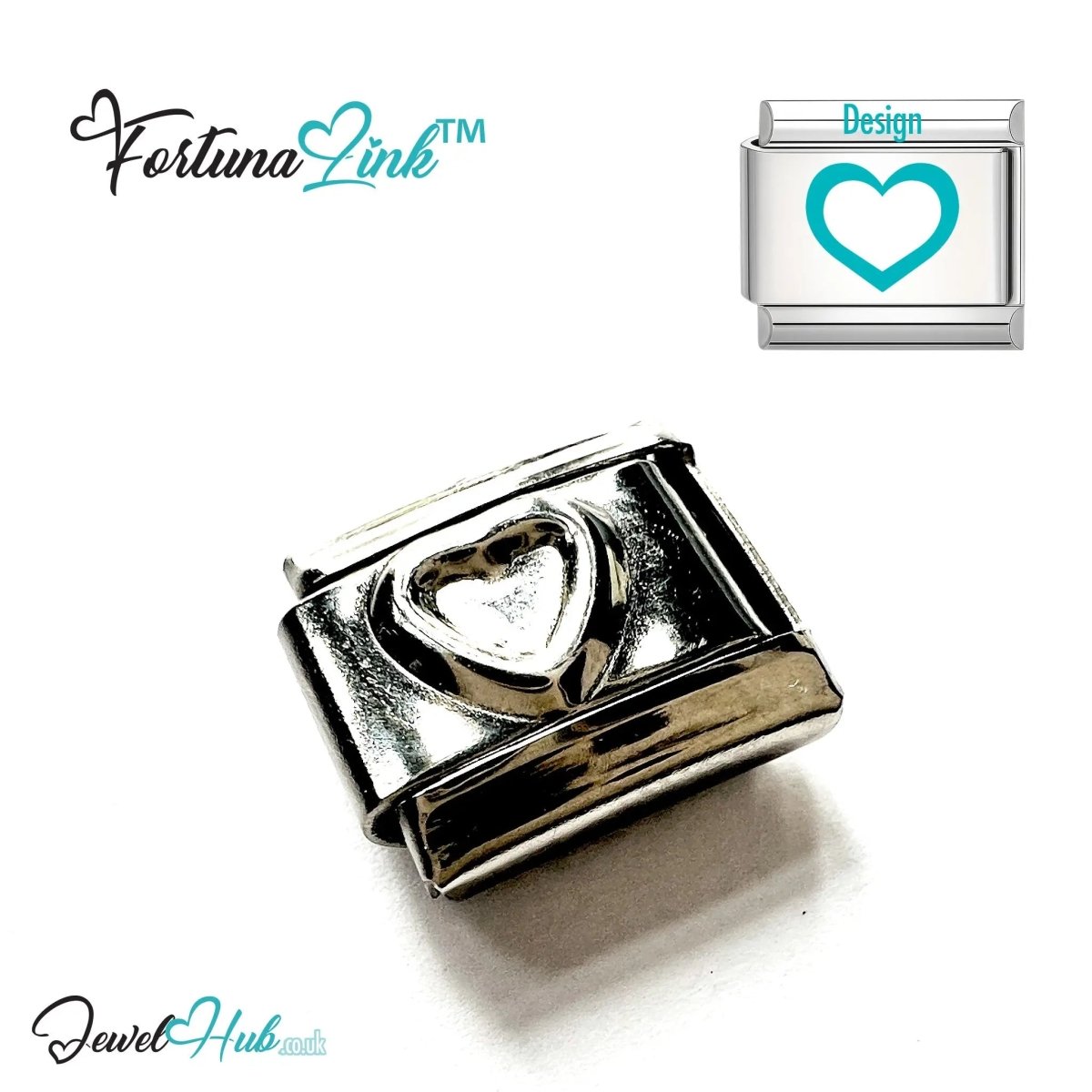 Italian Bracelet Charm by FortunaLink™ Silver Stainless Steel Charm - JewelHub.co.uk