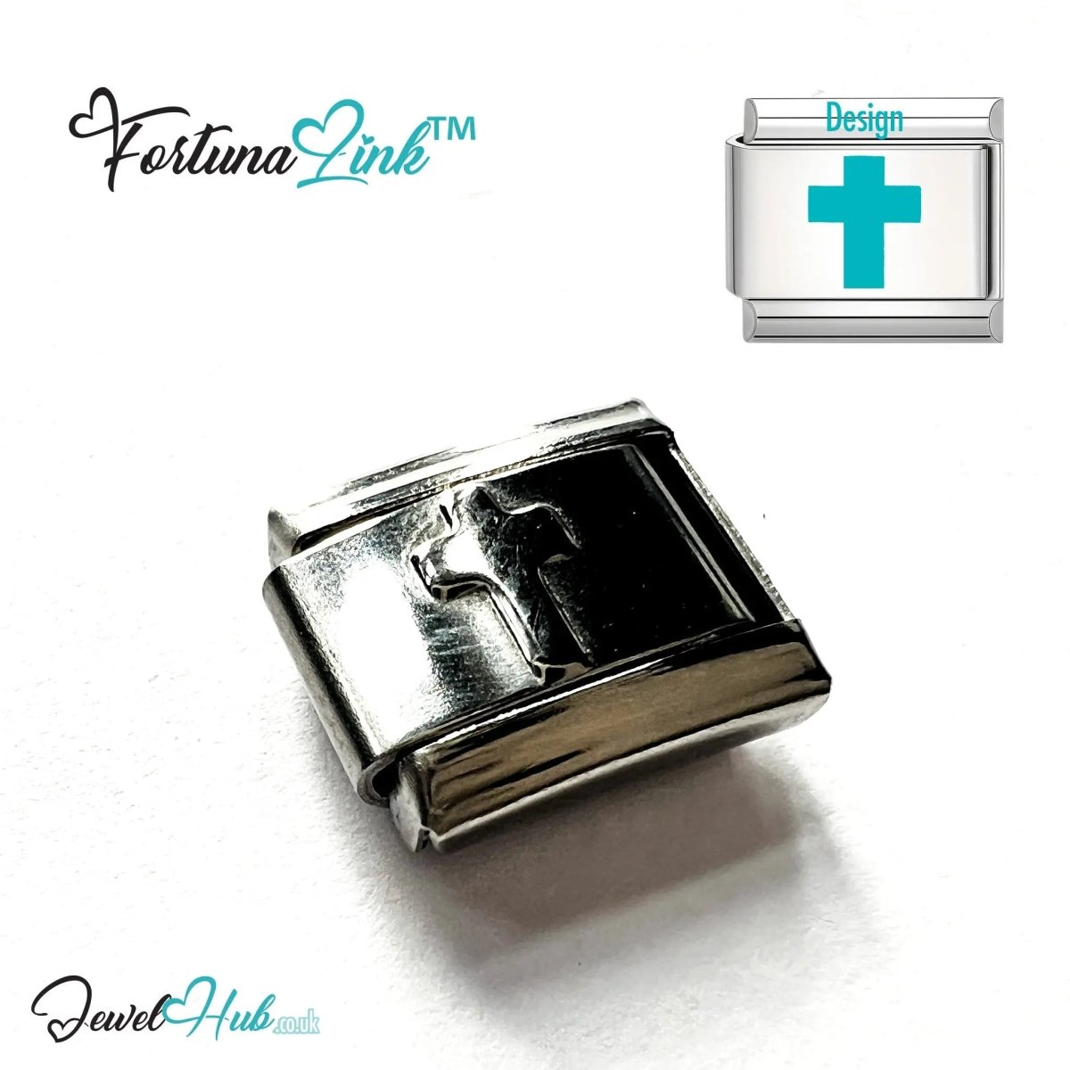 Italian Bracelet Charm by FortunaLink™ Silver Stainless Steel Charm - JewelHub.co.uk